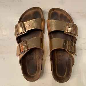 birkenstock shiny double strap sandals size 39